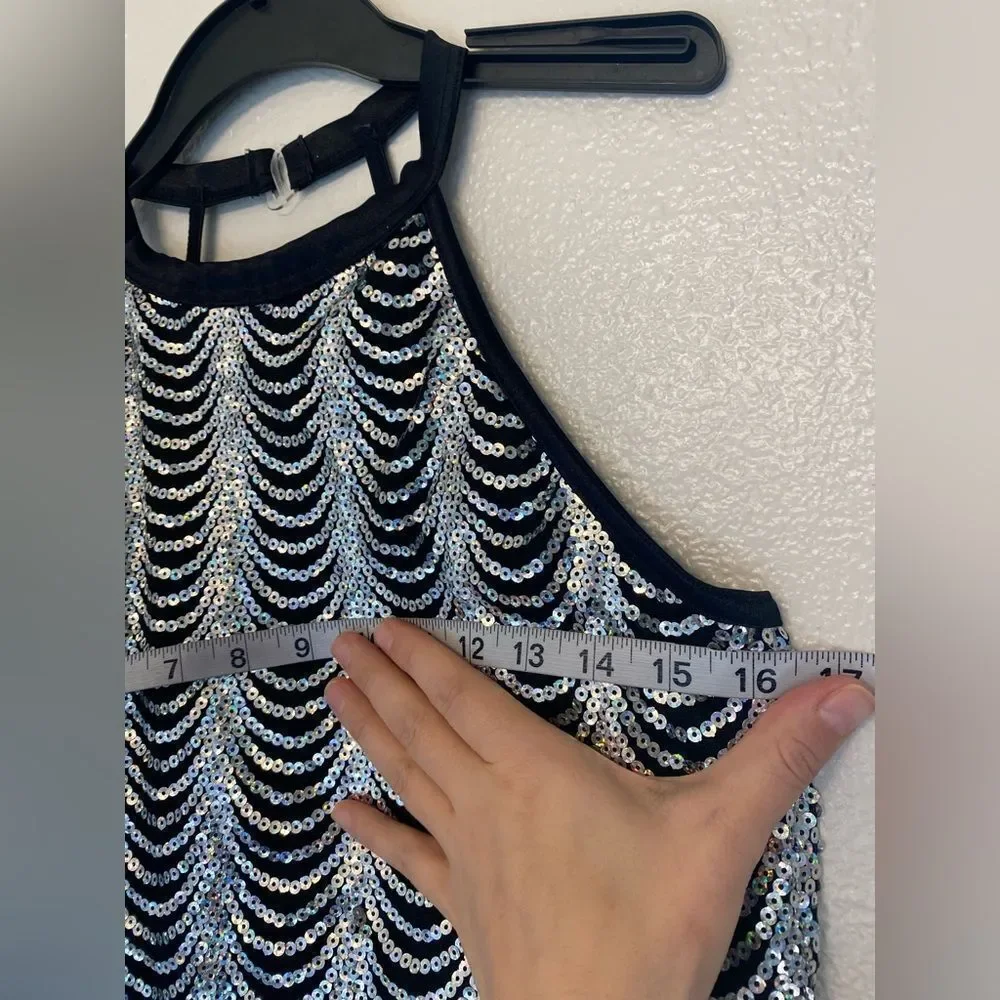 WEISSMAN Dance Costume silver sequin fringe dress flapper Charleston 9468 LA